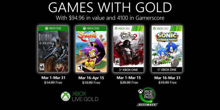 Xbox Games with Gold de Março 2020 anunciado