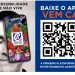 Imagem de divulgação do aplicativo e QR Code para baixá-lo